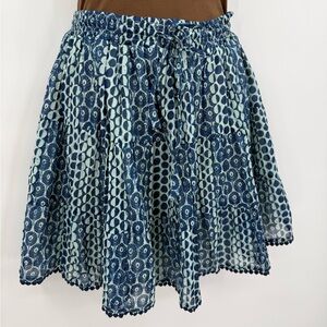 Blue Patterned Mini Skirt